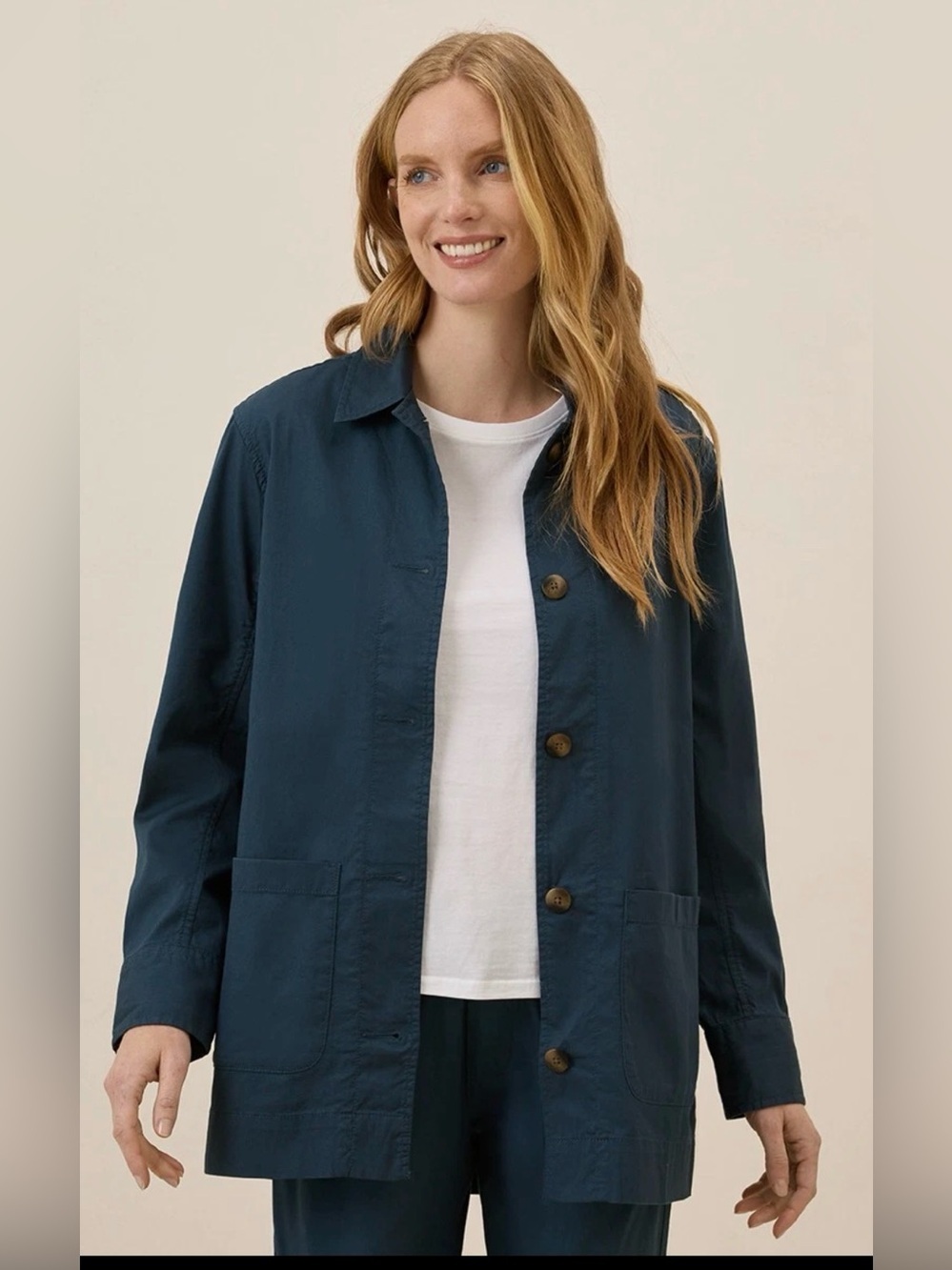 NWOT Pact Daily Twill Chore Shaket Organic Cotton French‎ Navy , XS